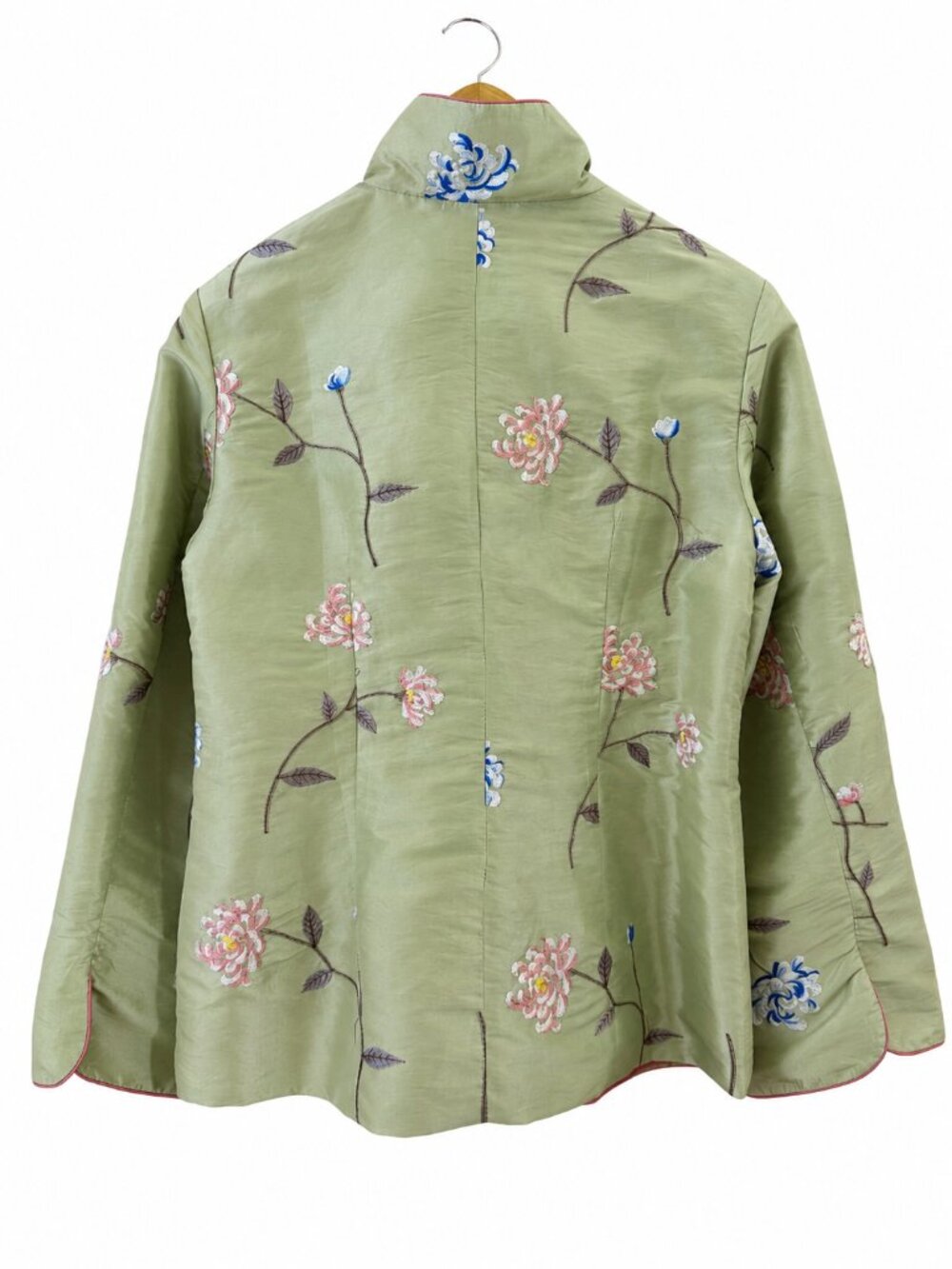 Grace Chuang New York Silk Embroidered Mandarin Collar Frog Closure Jacket L - Picture 2 of 9